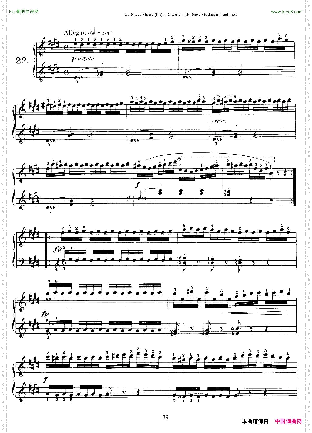 Czerny-30NewStudies-22车尔尼Op849-30首练习曲