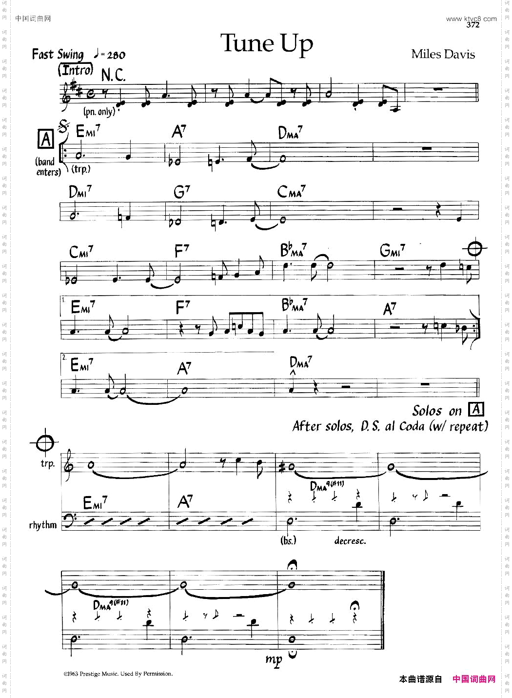 TuneUp爵士钢琴曲_Tune Up爵士钢琴曲