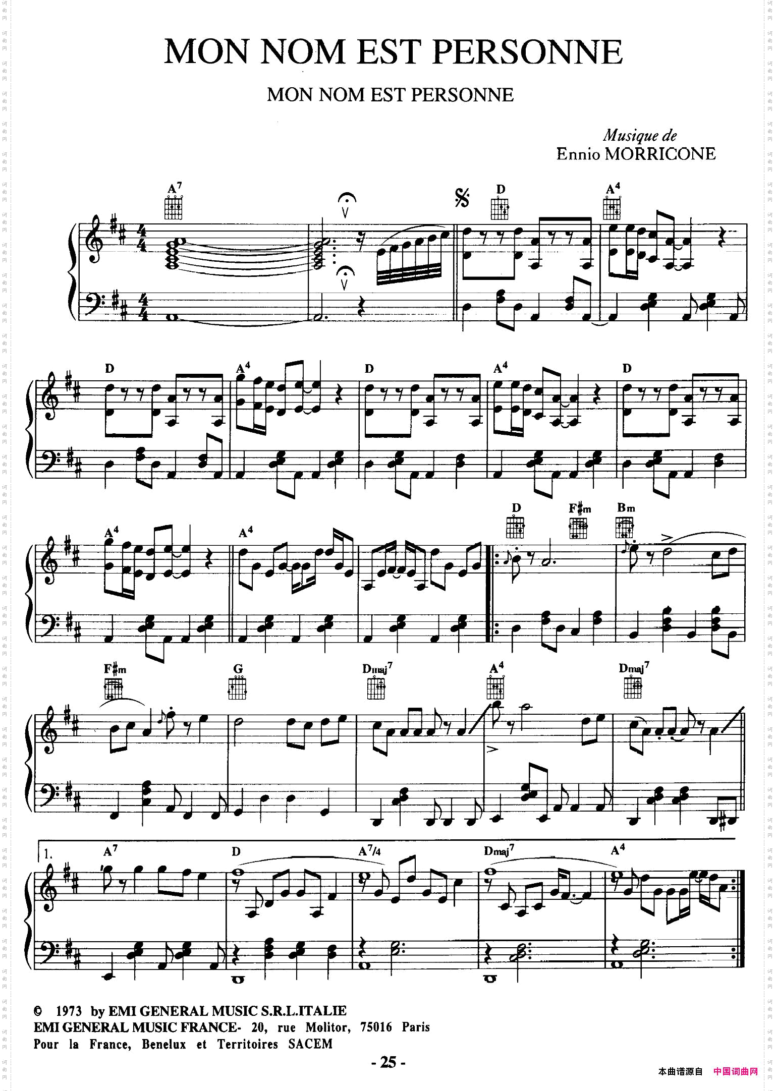 电影配乐大师莫瑞康最佳20首钢琴谱BestofEnnioMorricone·7_电影配乐大师莫瑞康最佳20首钢琴谱Best of Ennio Morricone·7