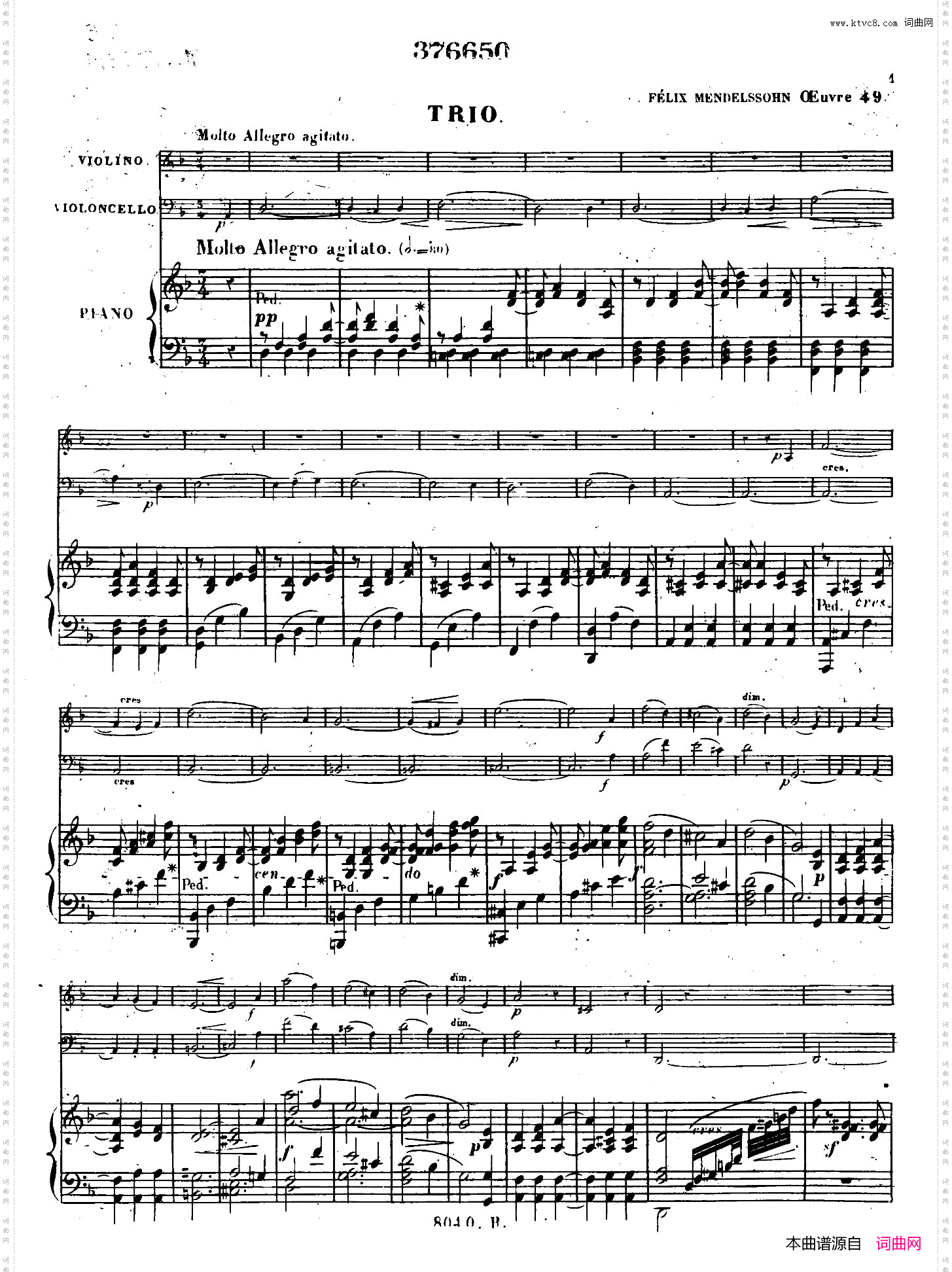 PianoTrioNo.1indMinorOp.49d小调第一钢琴三重奏·第一乐章_Piano Trio No.1 in d Minor Op.49d小调第一钢琴三重奏·第一乐章