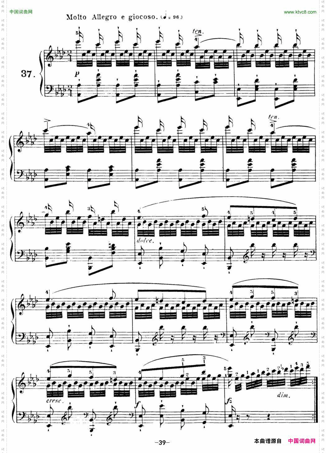 40首车尔尼Op.299钢琴快速练习曲NO.37