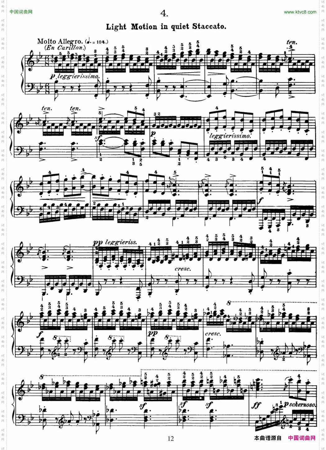 50首车尔尼Op.740钢琴手指灵巧技术练习曲NO.4