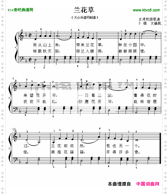 兰花草钢琴简易弹唱