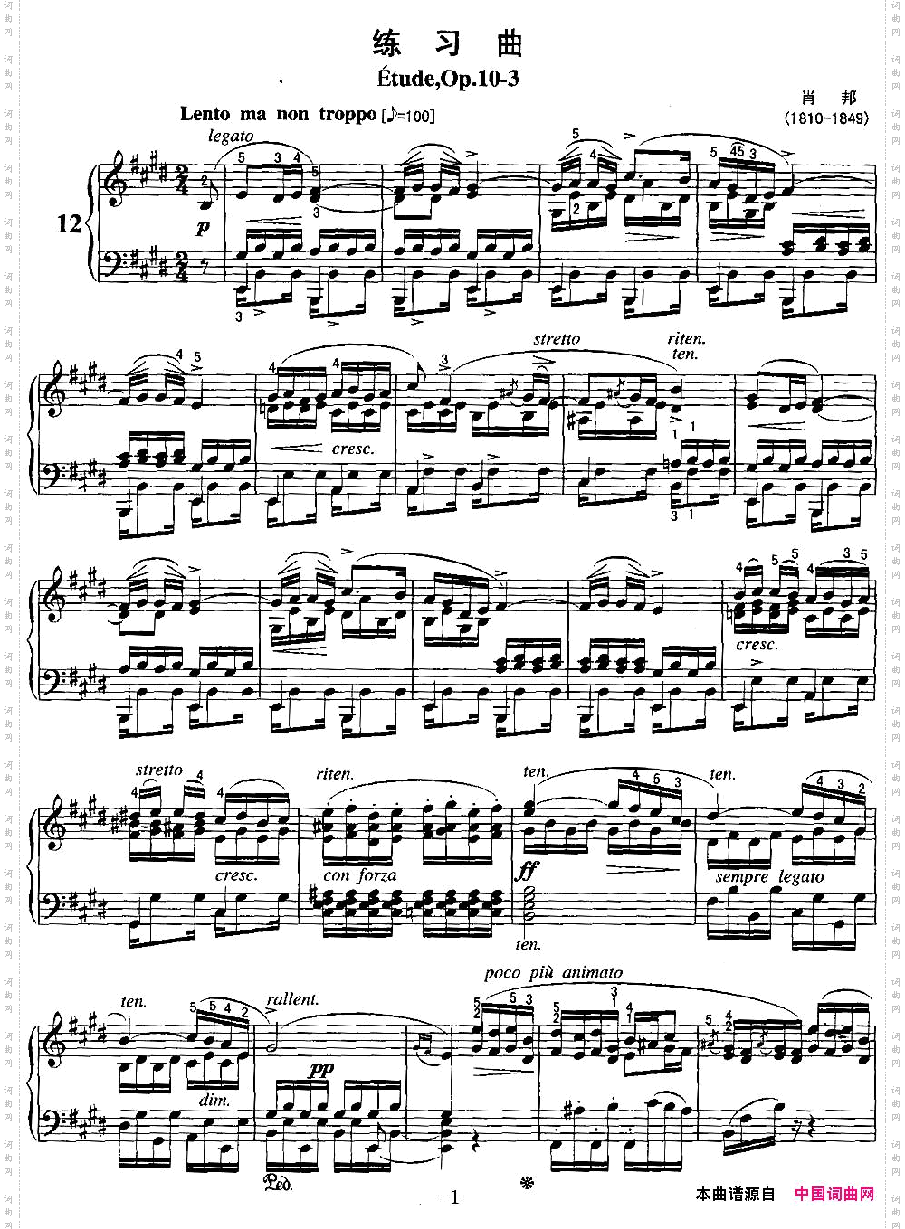 不可不弹的世界钢琴名曲：练习曲