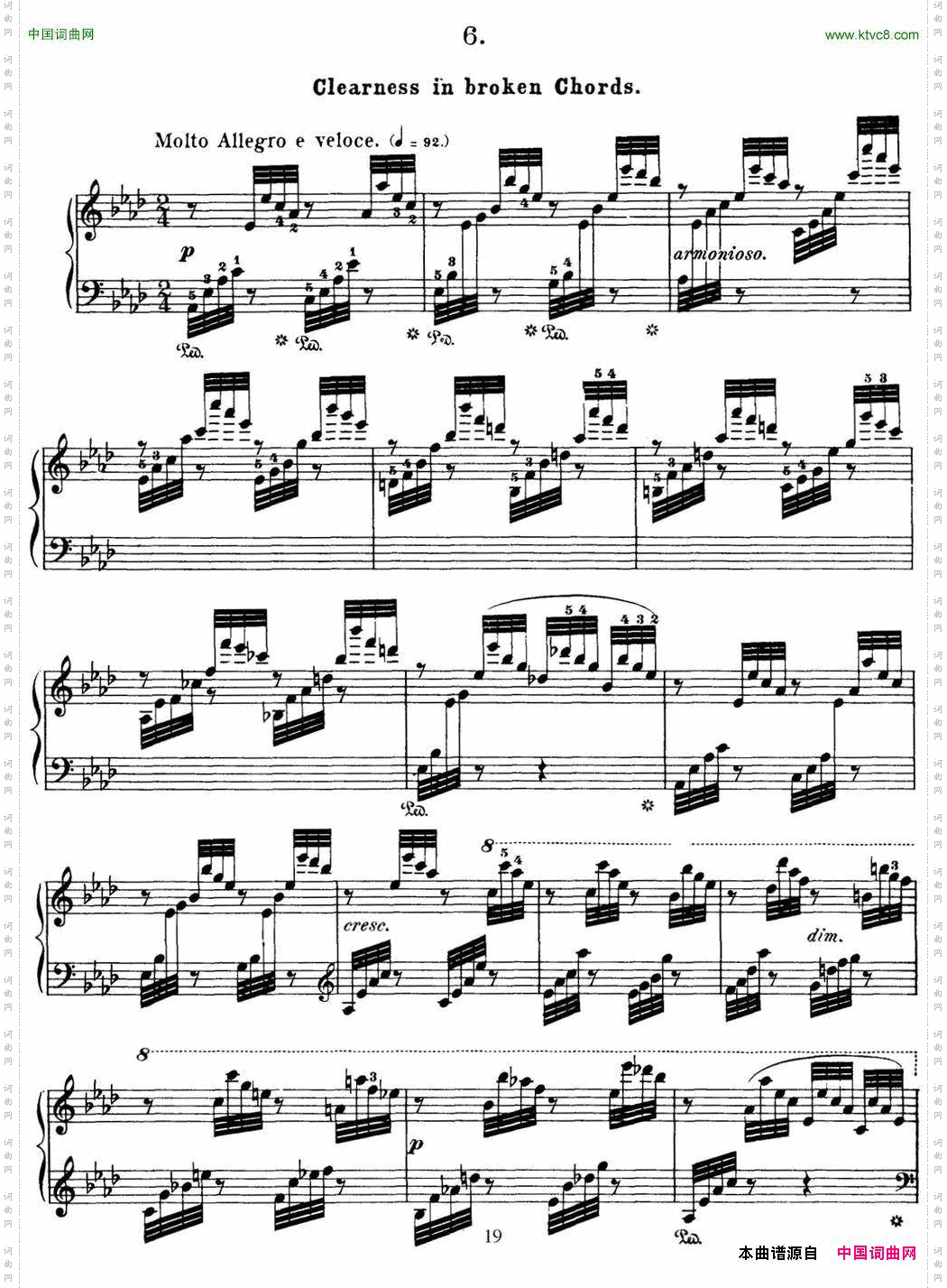 50首车尔尼Op.740钢琴手指灵巧技术练习曲NO.6