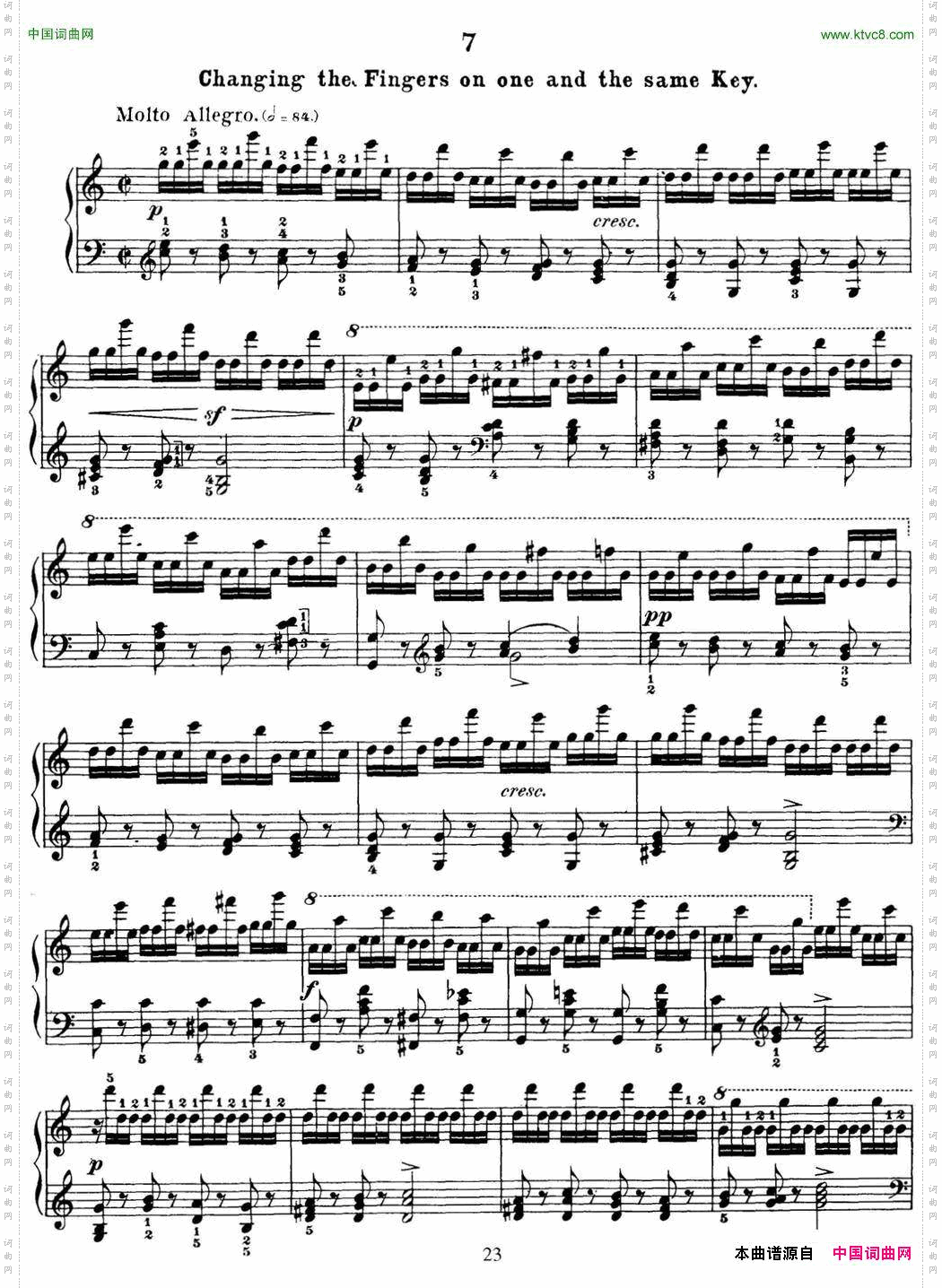 50首车尔尼Op.740钢琴手指灵巧技术练习曲NO.7