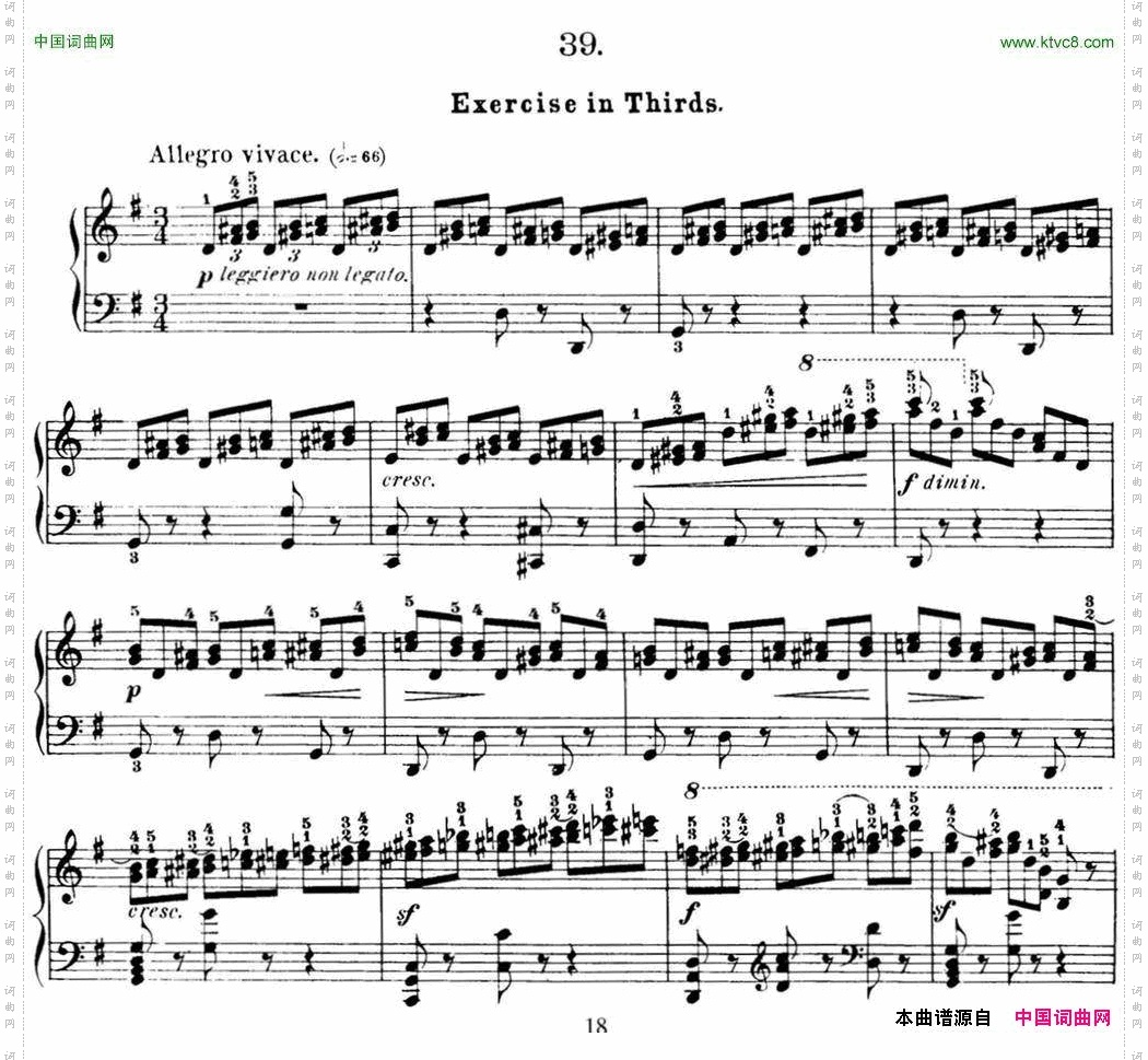 50首车尔尼Op.740钢琴手指灵巧技术练习曲NO.39