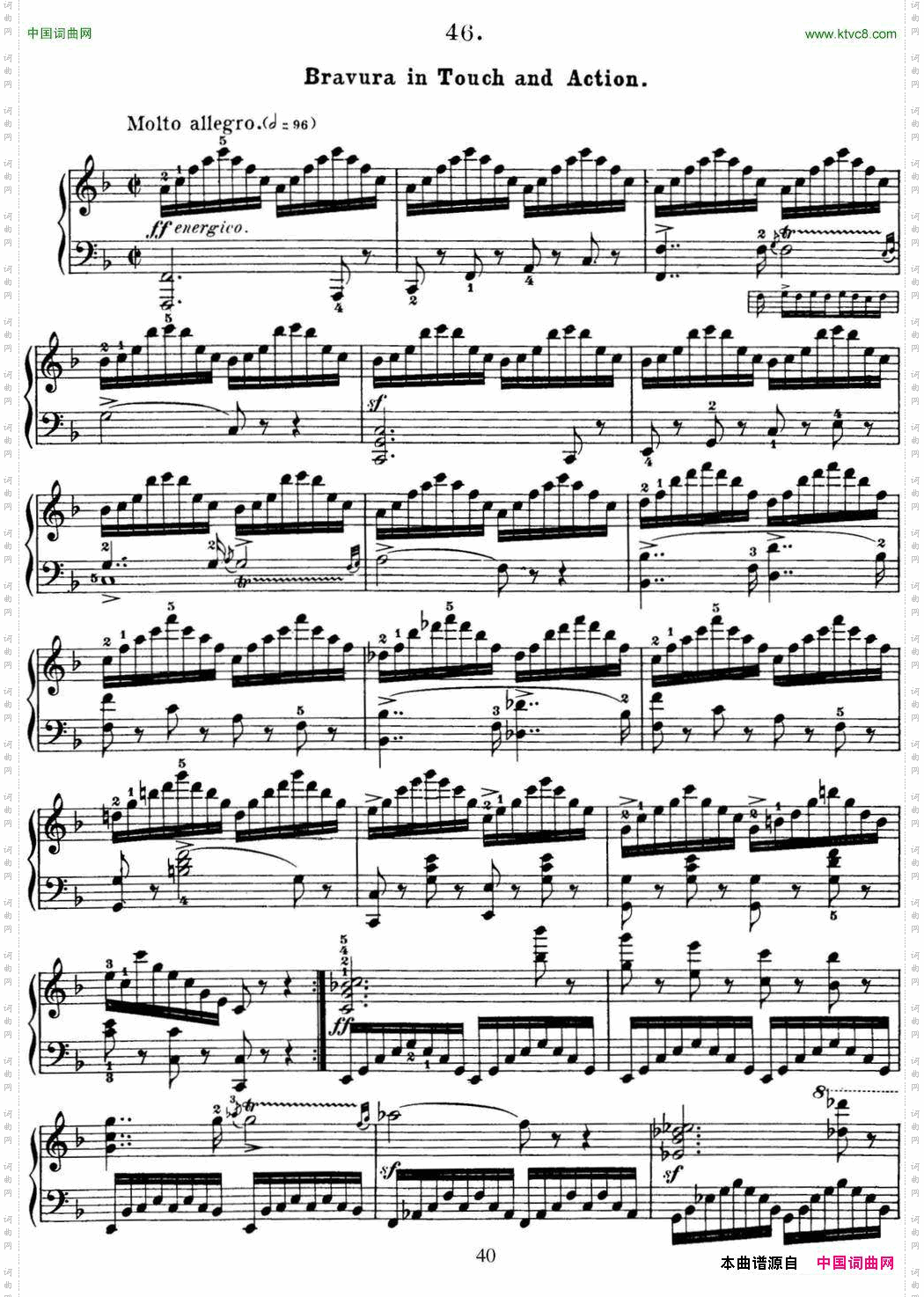 50首车尔尼Op.740钢琴手指灵巧技术练习曲NO.46