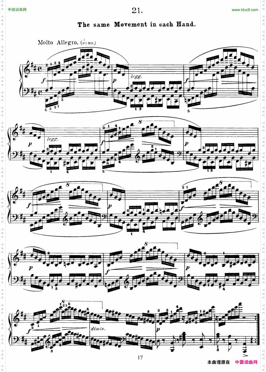 50首车尔尼Op.740钢琴手指灵巧技术练习曲NO.21