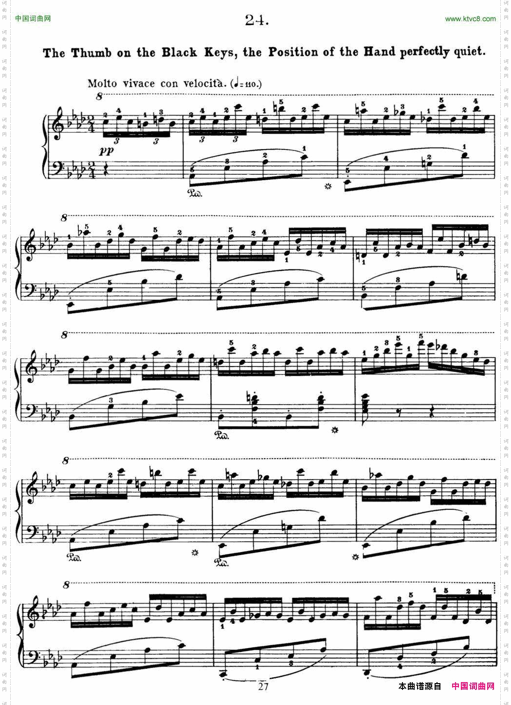 50首车尔尼Op.740钢琴手指灵巧技术练习曲NO.24