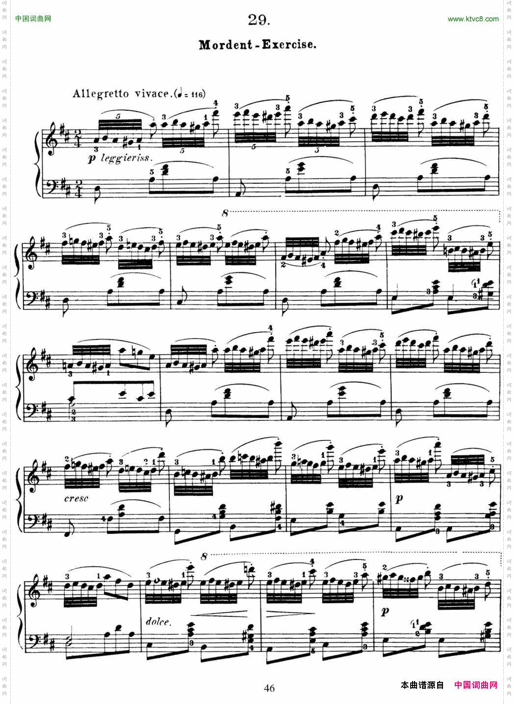 50首车尔尼Op.740钢琴手指灵巧技术练习曲NO.29