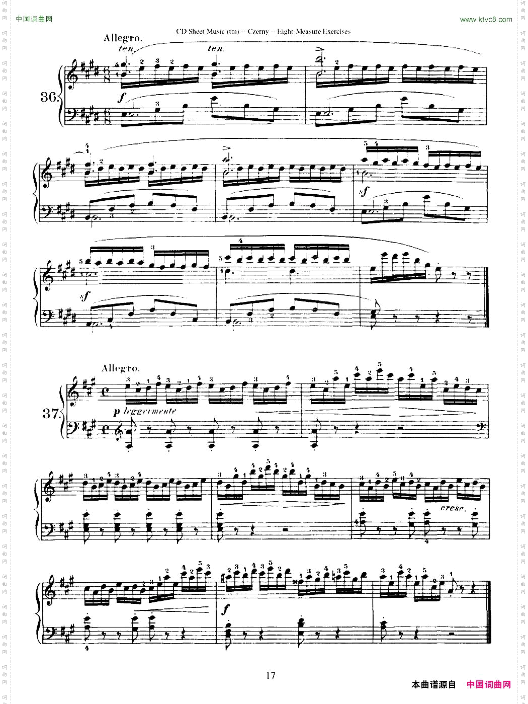 160Eight-MeasureExercises.Op.821车尔尼160首钢琴八小节练习曲36——53