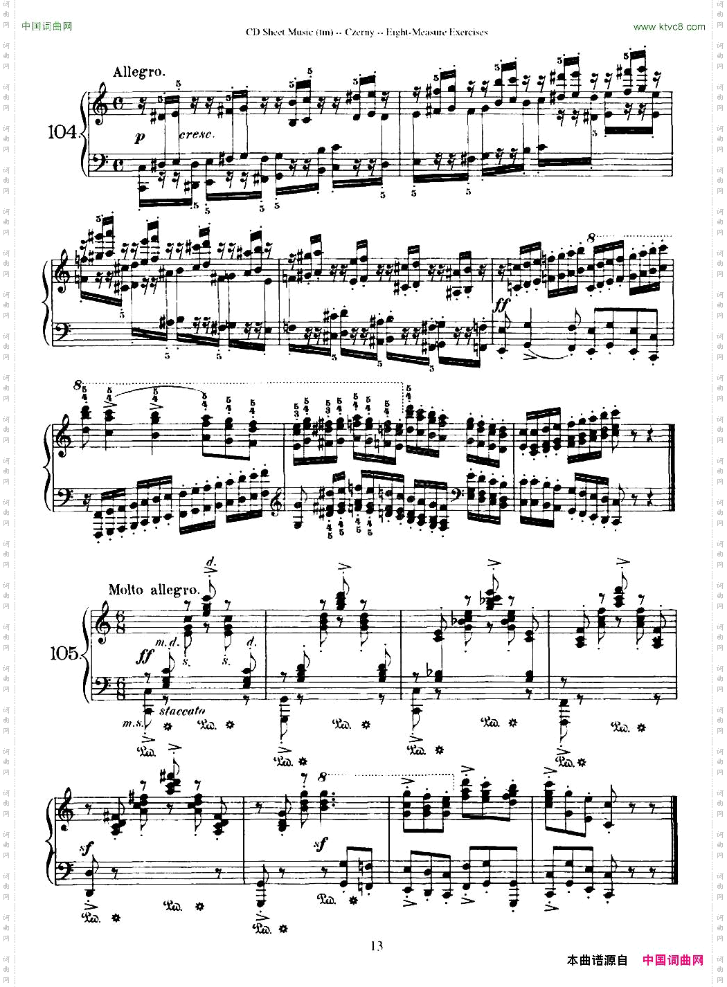 160Eight-MeasureExercises.Op.821车尔尼160首钢琴八小节练习曲104——121