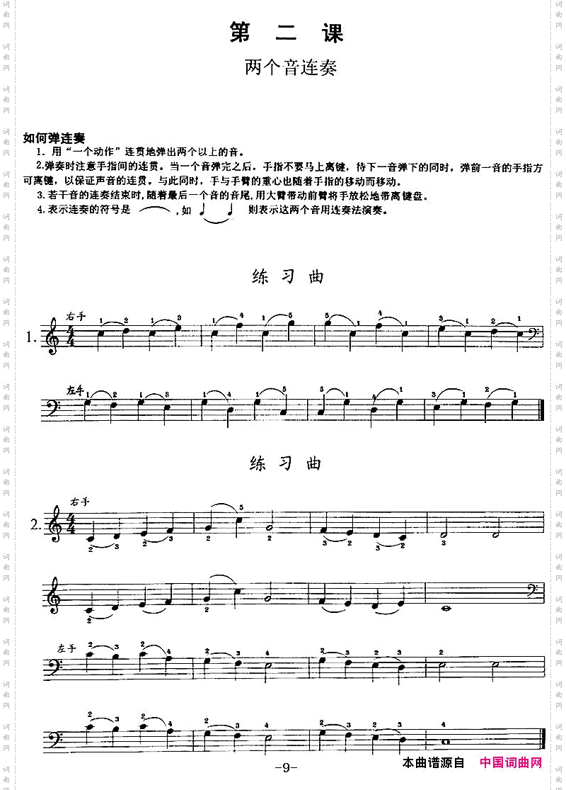 钢琴综合教程:第二课两个音连奏