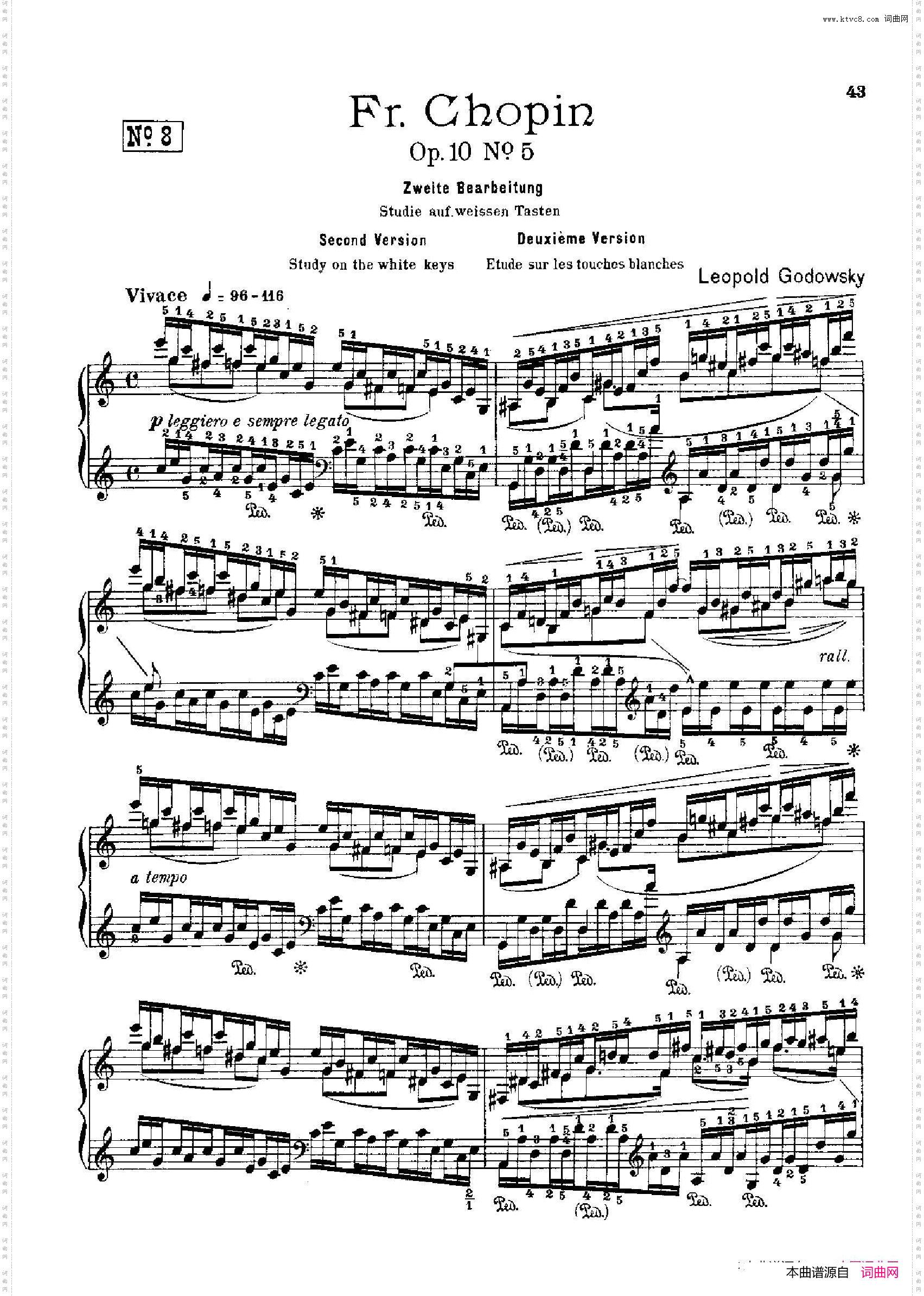 53首以肖邦练习曲为素材而作的练习曲No.8