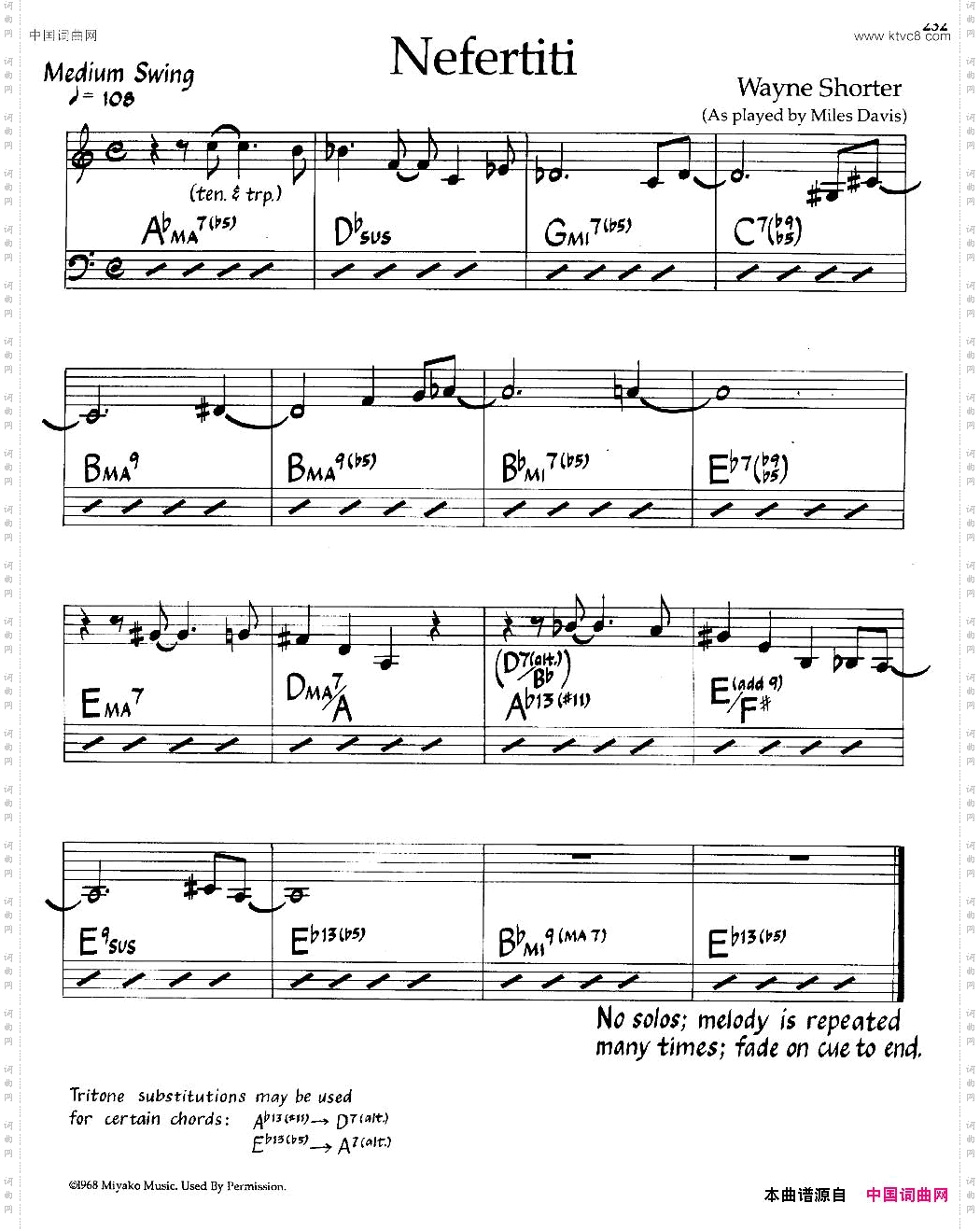 Nefertiti爵士钢琴曲