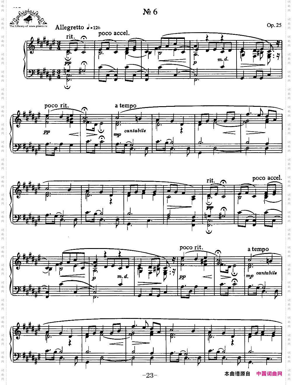9首玛祖卡舞曲Op.25No.6_9首玛祖卡舞曲 Op.25No.6