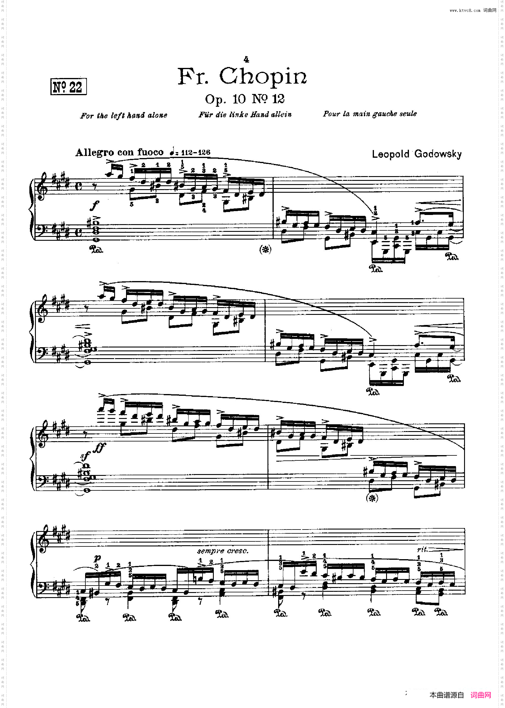 53首以肖邦练习曲为素材而作的练习曲No.22