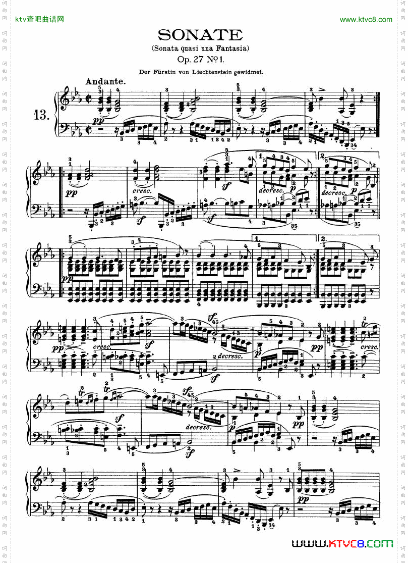第十三钢琴奏鸣曲-Op.27No.1