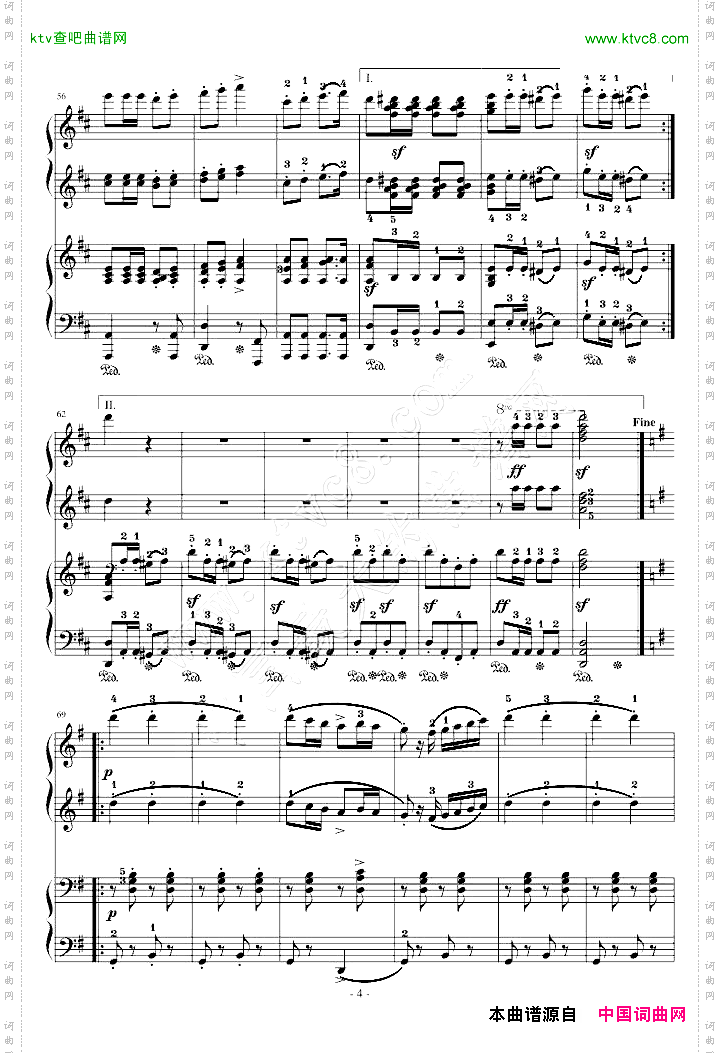 军队进行曲四手联弹