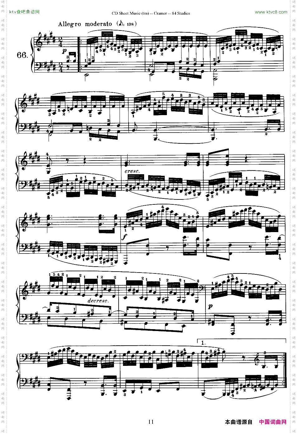 Cramer-84exercices66—70克拉莫84首钢琴练习曲