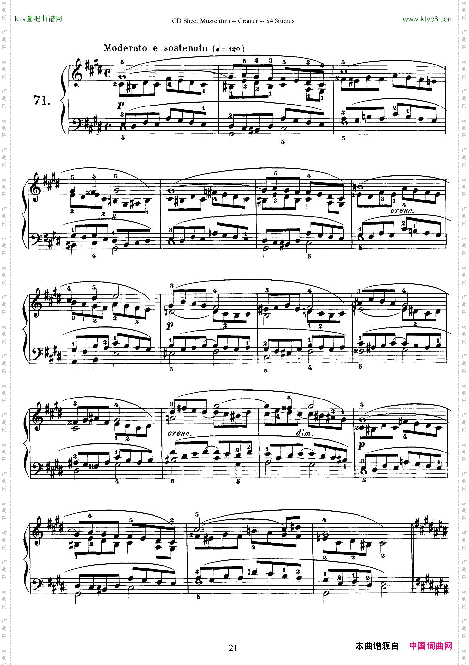 Cramer-84exercices71—75克拉莫84首钢琴练习曲