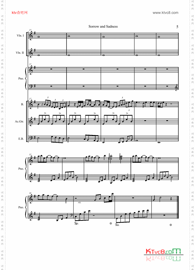 sorrowandsadness总谱