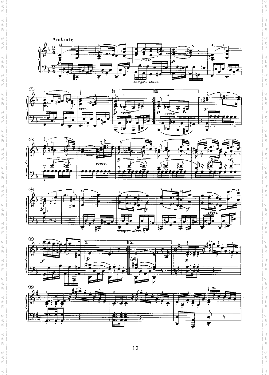 奏鸣曲Opus28键盘类钢琴