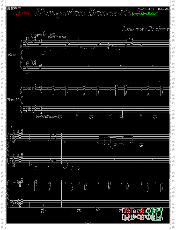 《匈牙利舞曲第5号》四手联弹