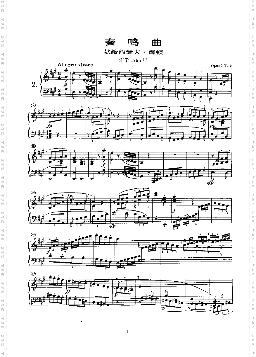 奏鸣曲Opus2Nr.2键盘类钢琴