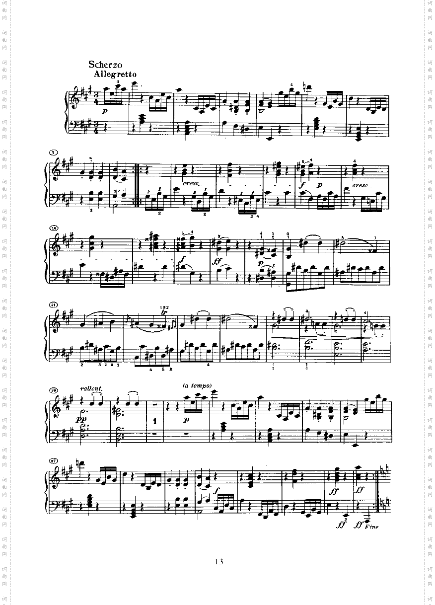 奏鸣曲Opus2Nr.2键盘类钢琴