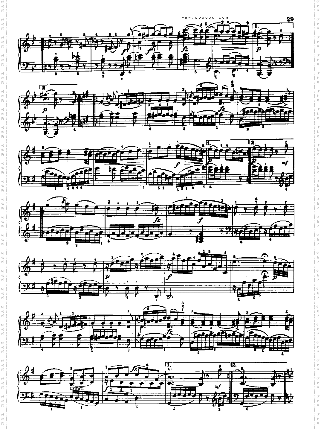 奏鸣曲四献给埃斯特哈齐王妃1784年出版键盘类钢琴