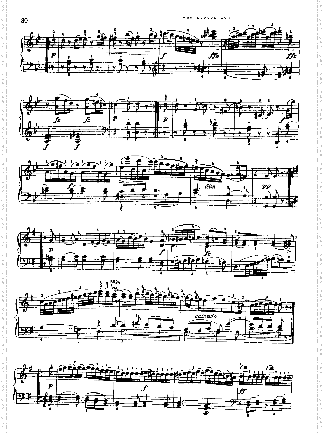 奏鸣曲四献给埃斯特哈齐王妃1784年出版键盘类钢琴