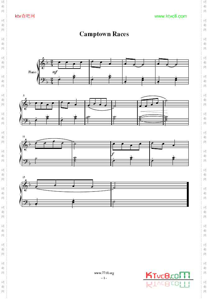 CamptownRaces简易钢琴曲