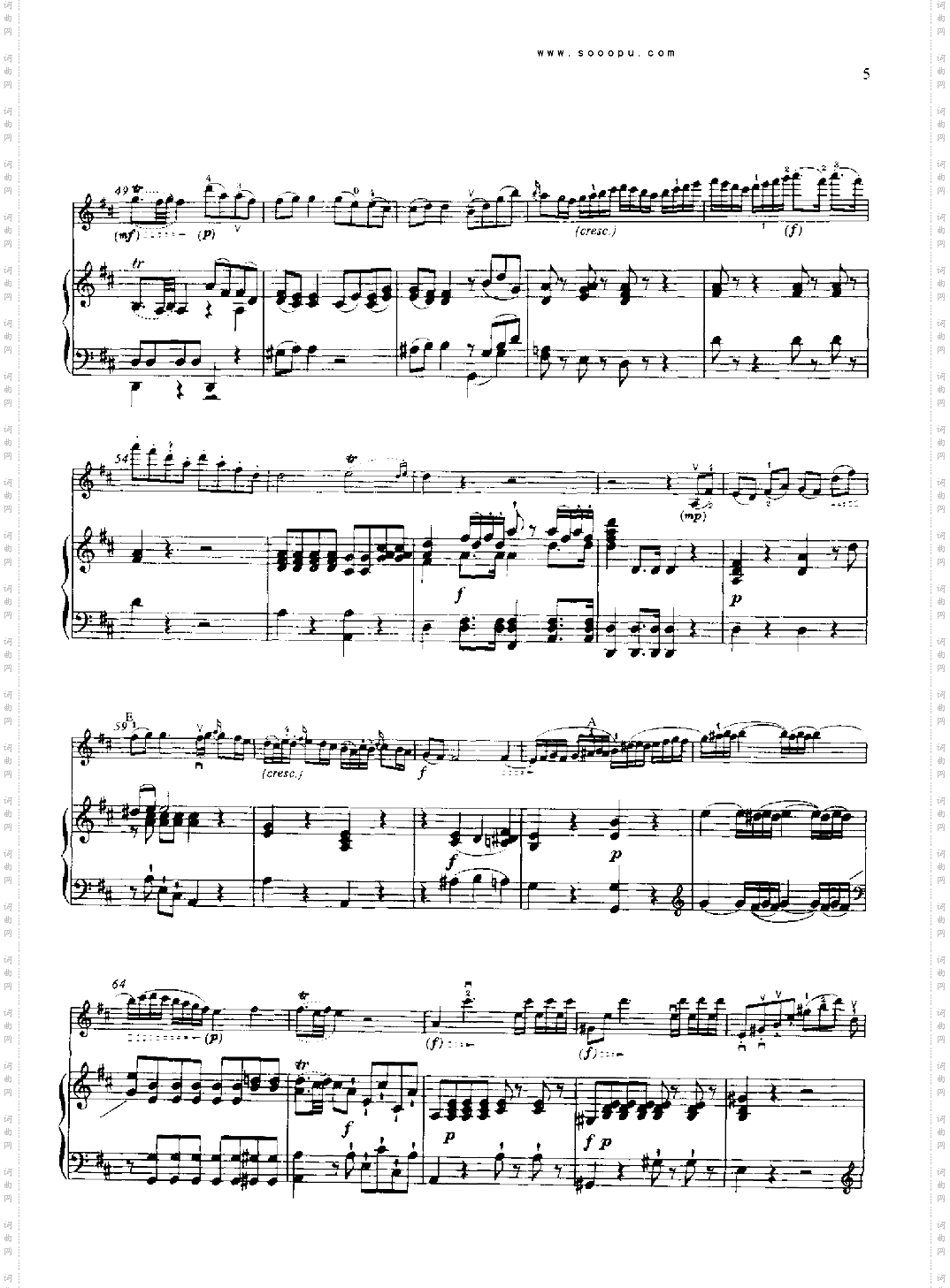 D大调第四小提琴协奏曲KV218键盘类钢琴