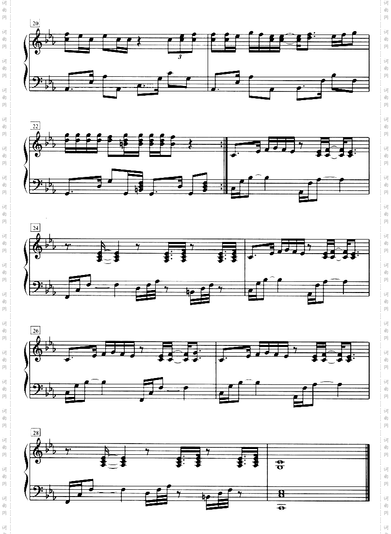 火车叨位去钢琴五线谱