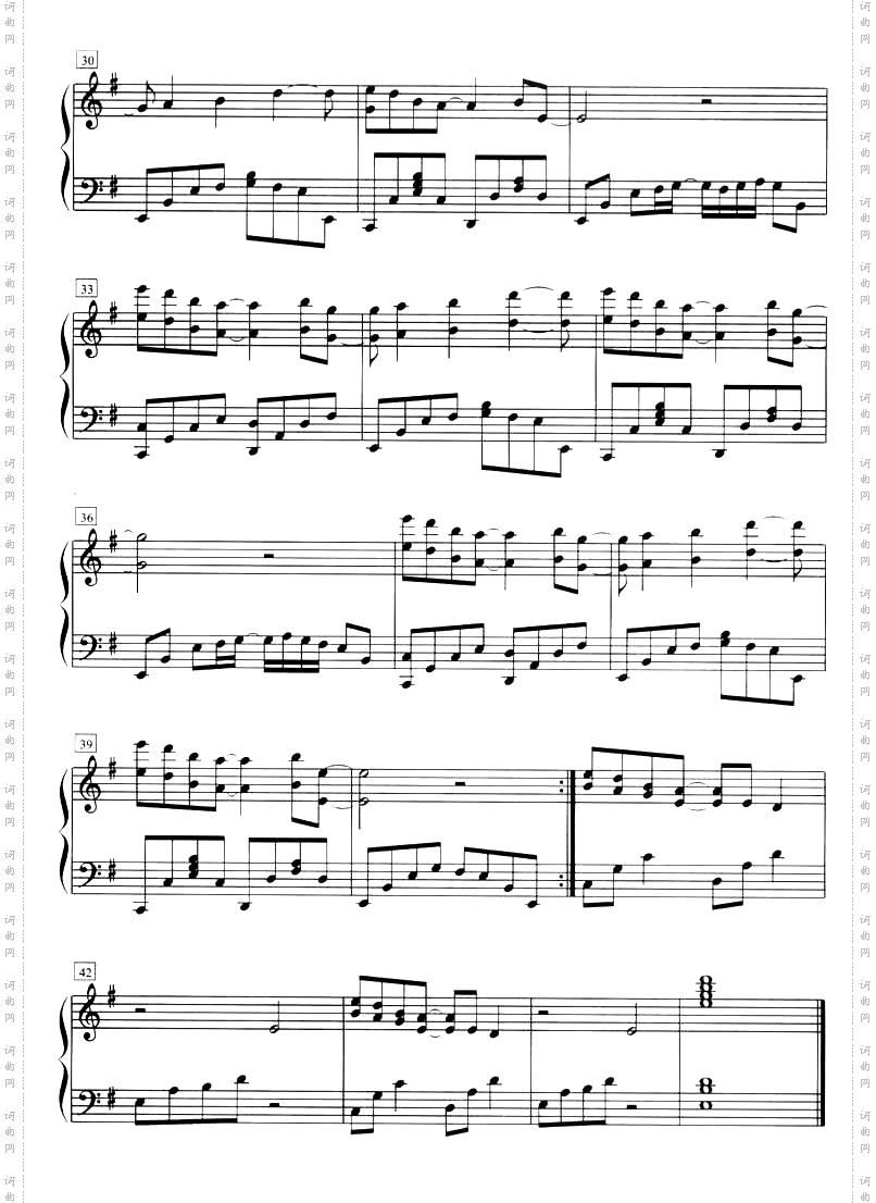 反方向的钟钢琴五线谱[不同版本]