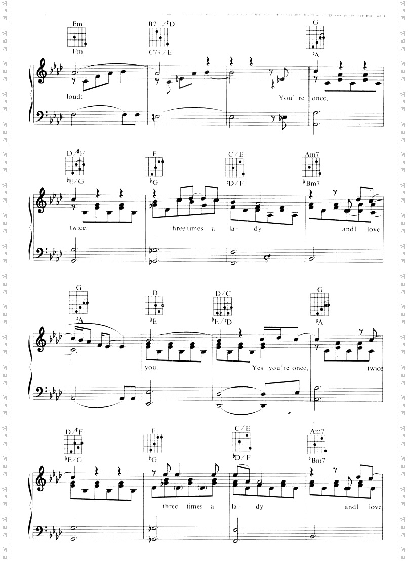 ThreeTimesALady-莱昂内尔·里奇线谱