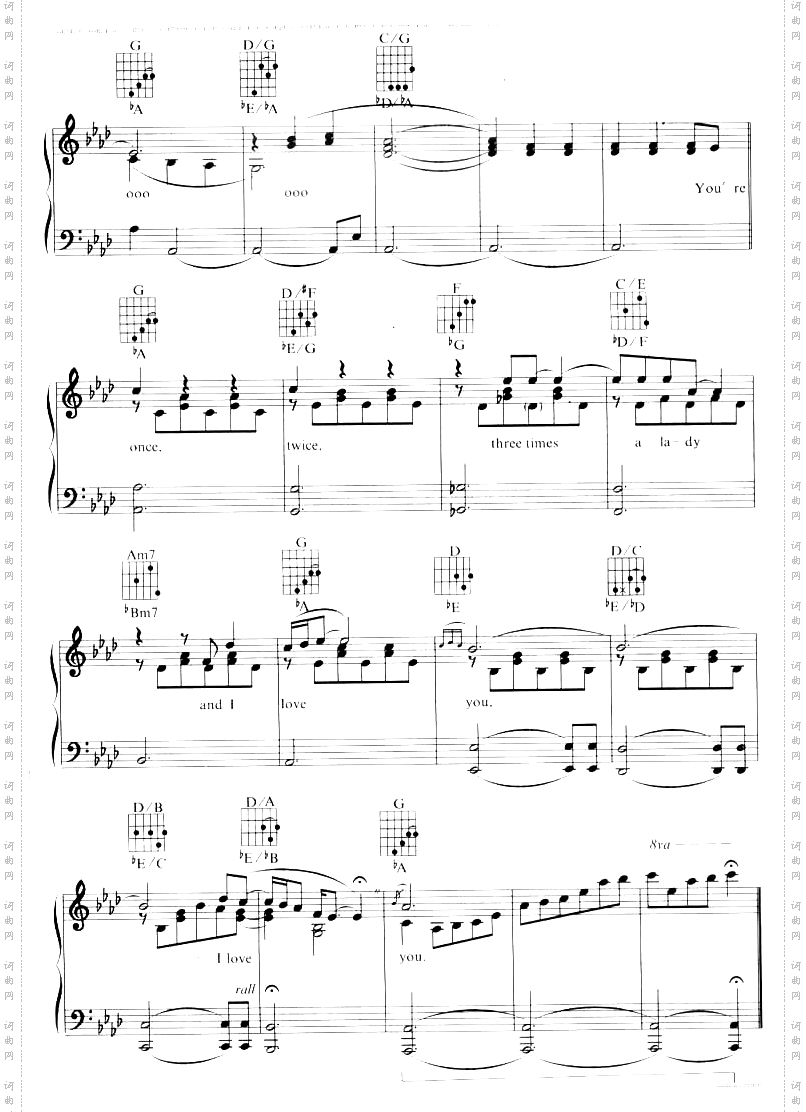 ThreeTimesALady-莱昂内尔·里奇线谱