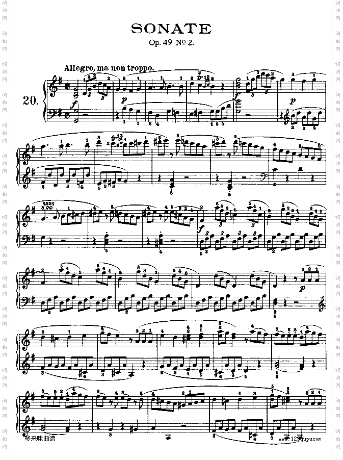 第二十钢琴奏鸣曲-Op.49No.2-贝多芬