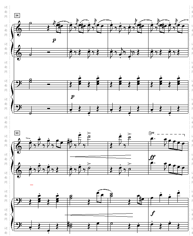 拉德斯基进行曲双钢琴