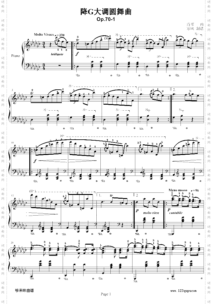 降G大调圆舞曲Op70No.1-肖邦