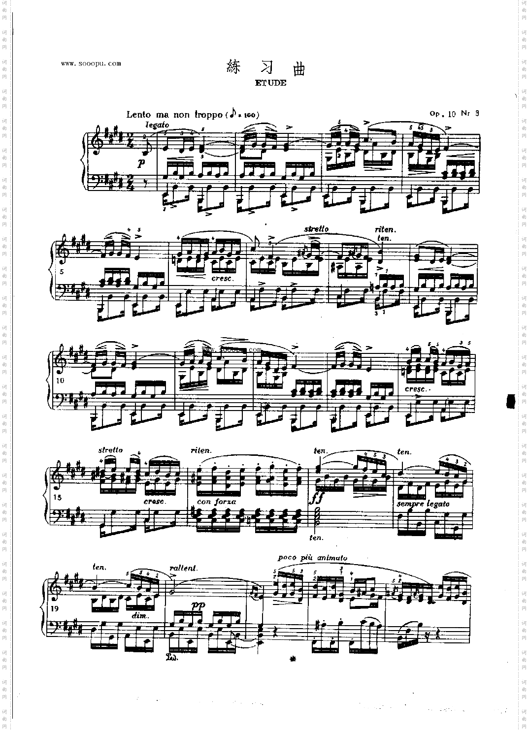 练习曲OP.10Nr3键盘类钢琴