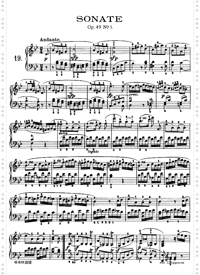 第十九钢琴奏鸣曲-Op.49No.1-贝多芬
