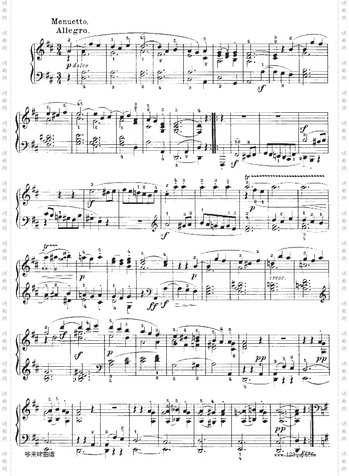 D大调第七钢琴奏鸣曲-Op.10No--3-贝多芬