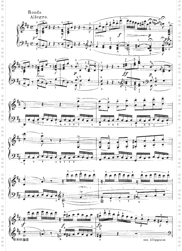 D大调第七钢琴奏鸣曲-Op.10No--3-贝多芬