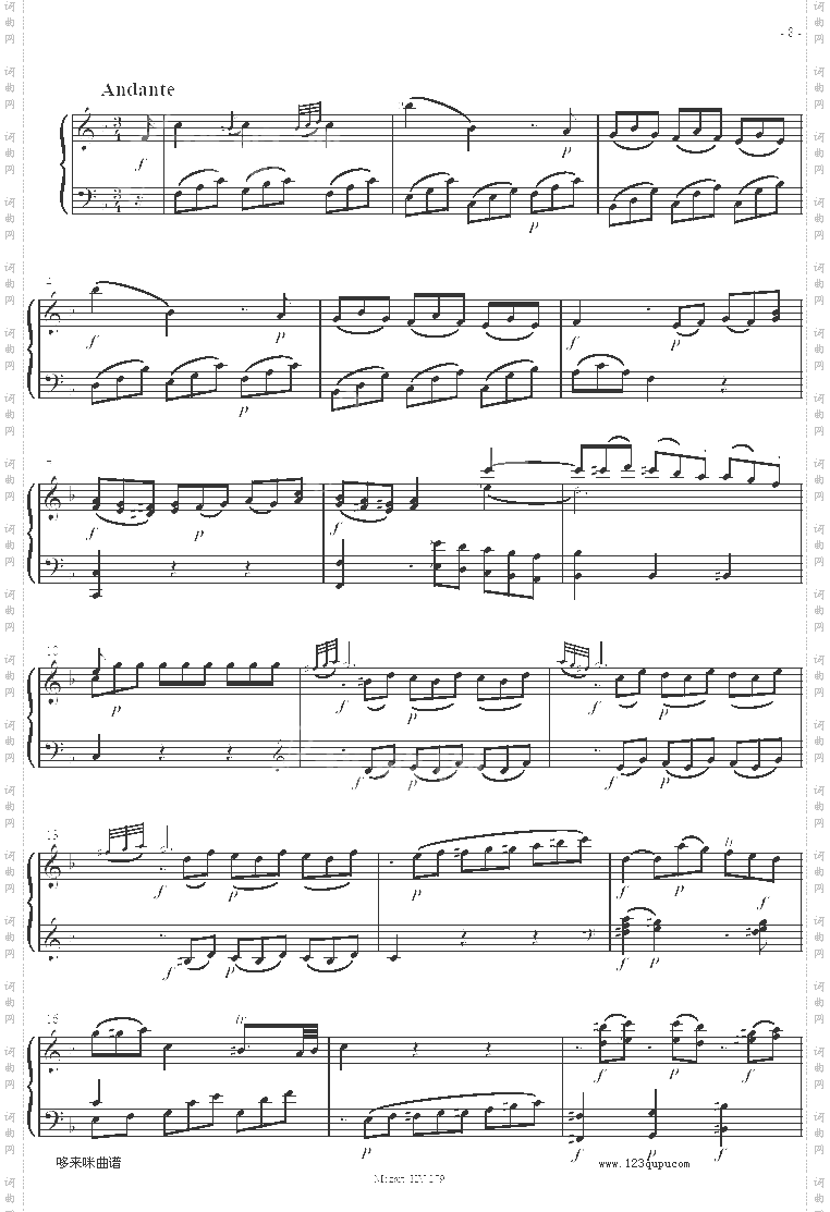 奏鸣曲SonatasK279Mvt.2-莫扎特