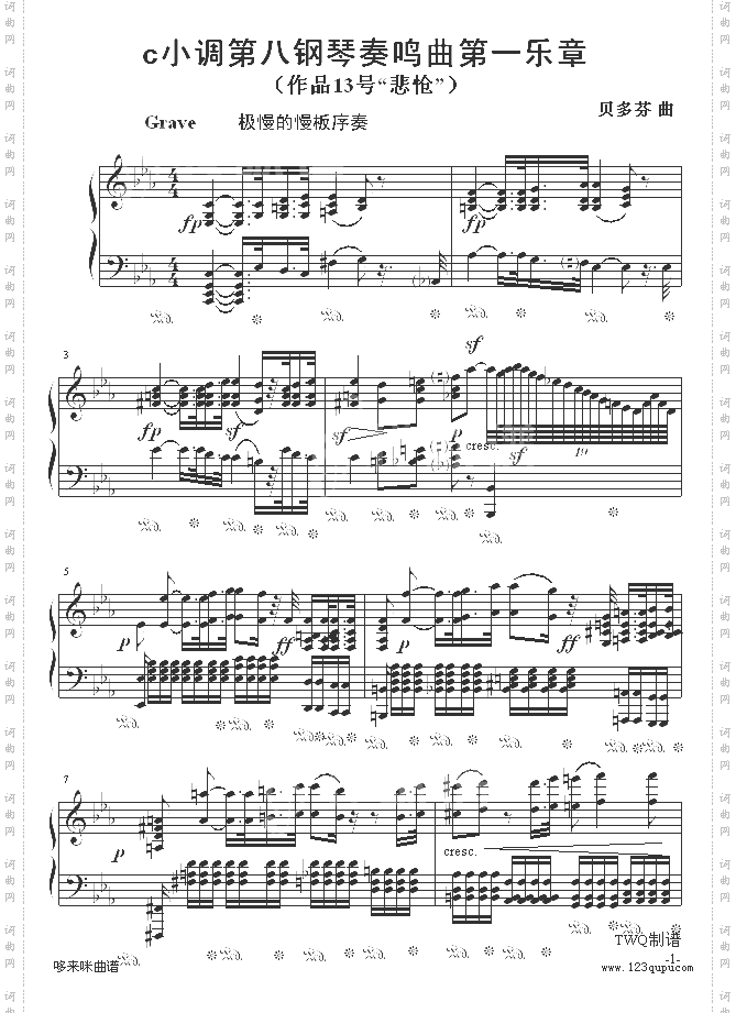 悲怆奏鸣曲第一乐章-贝多芬