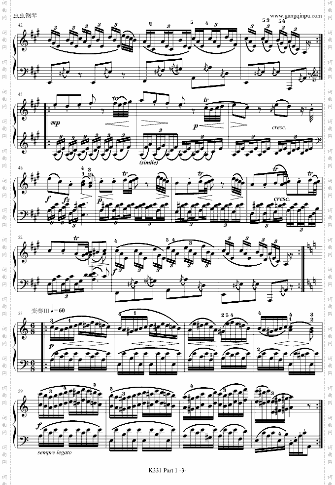 A大调奏鸣曲_带指法第一乐章