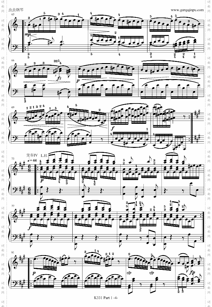 A大调奏鸣曲_带指法第一乐章